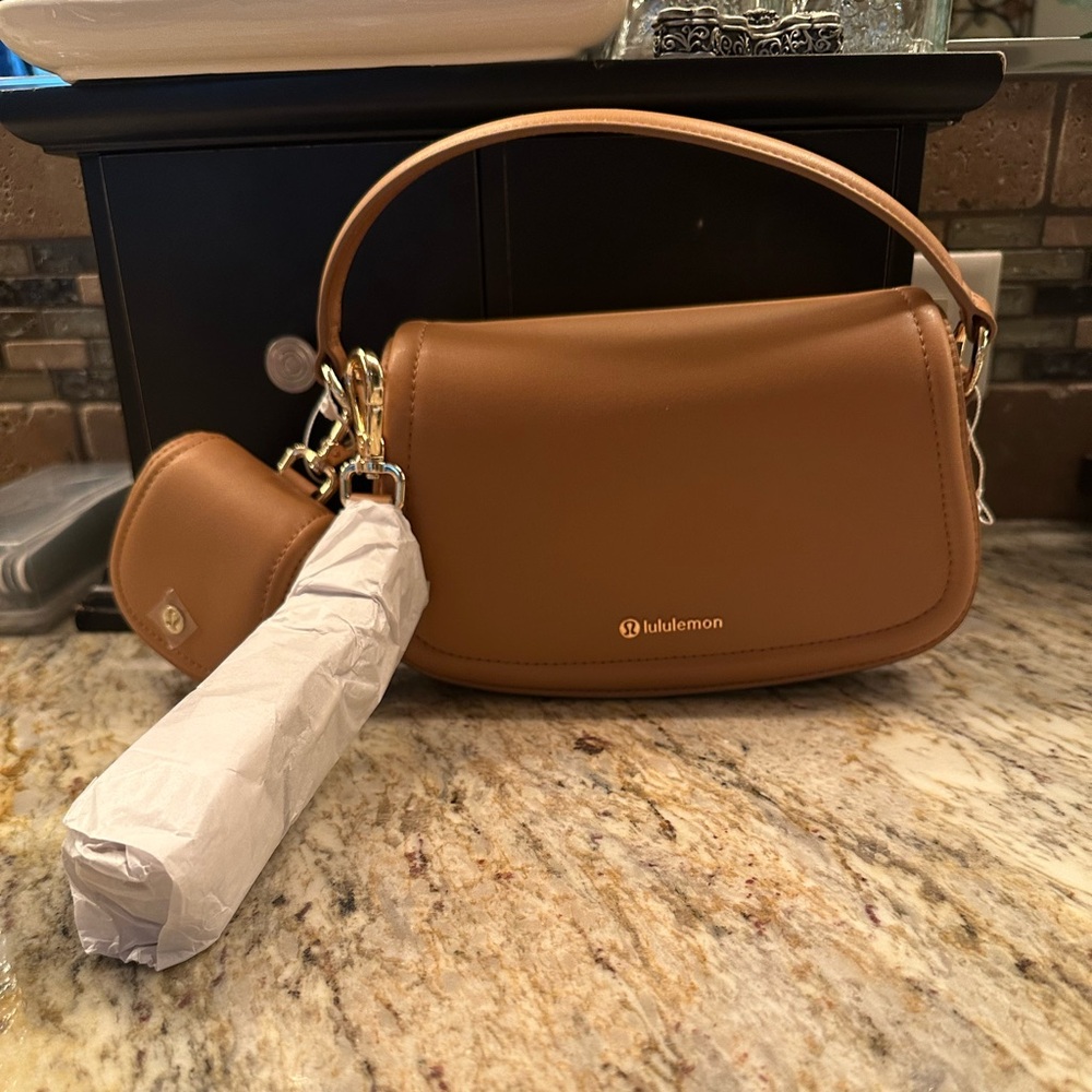 lululemon athletica Cognac Leather Shoulder Bag